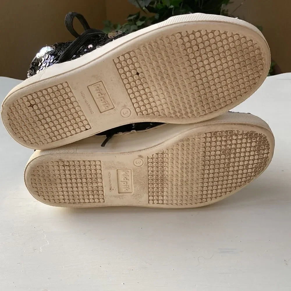 Kidpik Black Sequin Hightop Sneakers Size 3